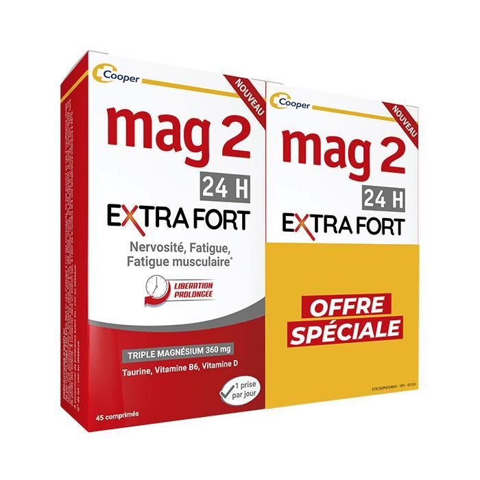 Mag2 24h Extra Starkes Magnesium-Nahrungsergänzungsmittel gegen Nervosität 2x45 Tabletten