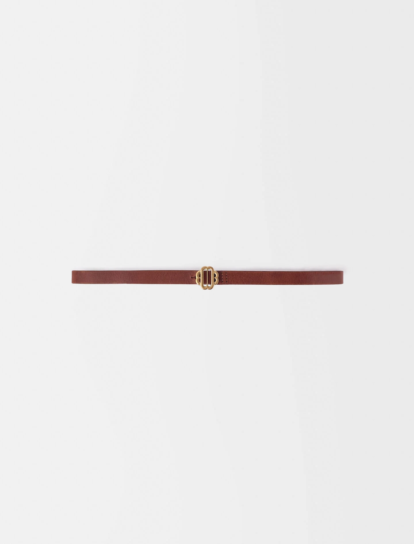 Leren riem met klaver-karamel logo