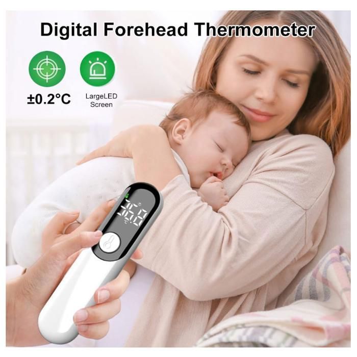 Termómetro de frente sin contacto para adultos y bebés, termómetro para bebés recargable por USB, termómetro infrarrojo multicolor.
