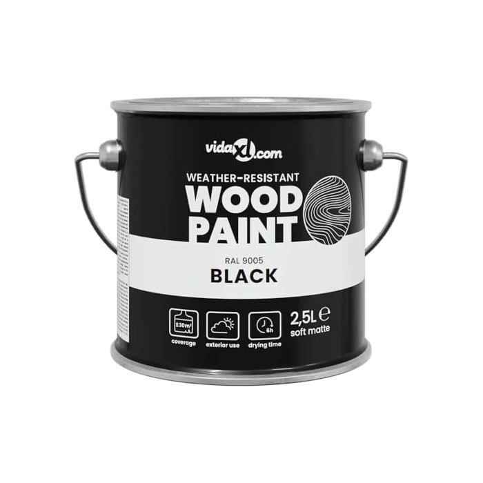 Peinture pour bois extérieure - vidaXL - Noir - 16,5 x 16,5 x 16 cm - Séchage rapide - Faible odeur - Résistant à l'eau