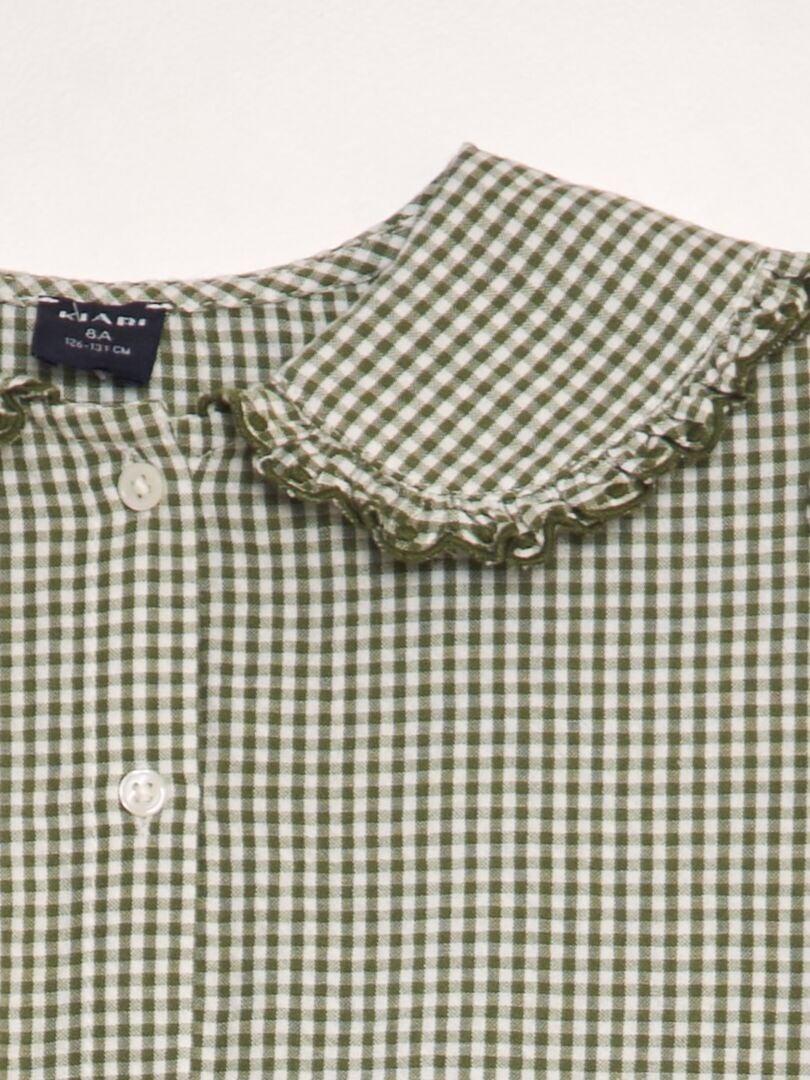 Geruite jurk met ruches - KHAKI