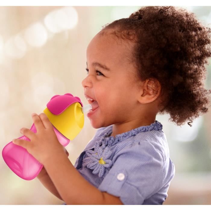 PHILIPS AVENT SCF798/02 Tazza con cannuccia da 300 ml, 12 mesi+, rosa/giallo