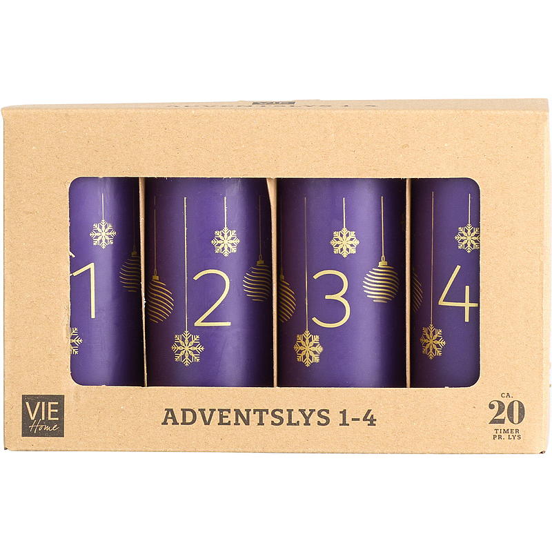 Vie Home adventslys 4-pak 11 cm 1-4 lilla