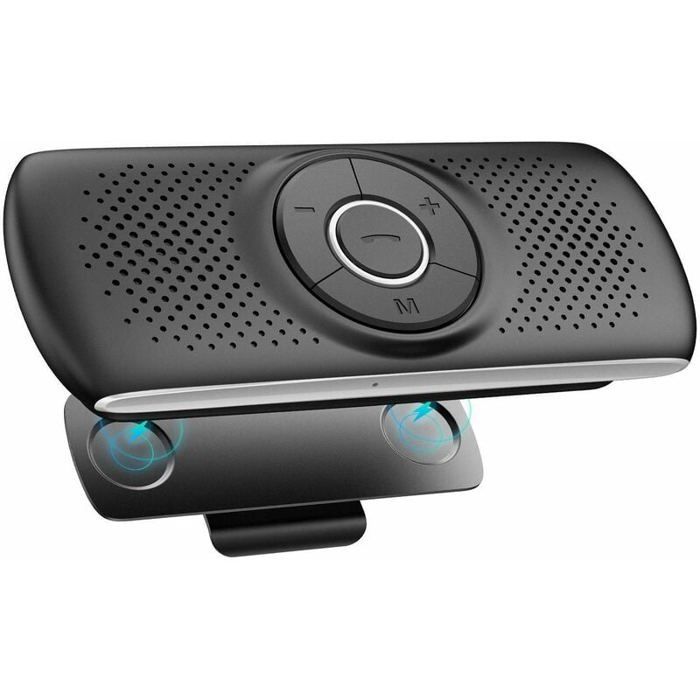 Kit vivavoce Bluetooth 5.0, altoparlante integrato, microfono, clip GPS, slot per scheda TF, riconnessione automatica.
