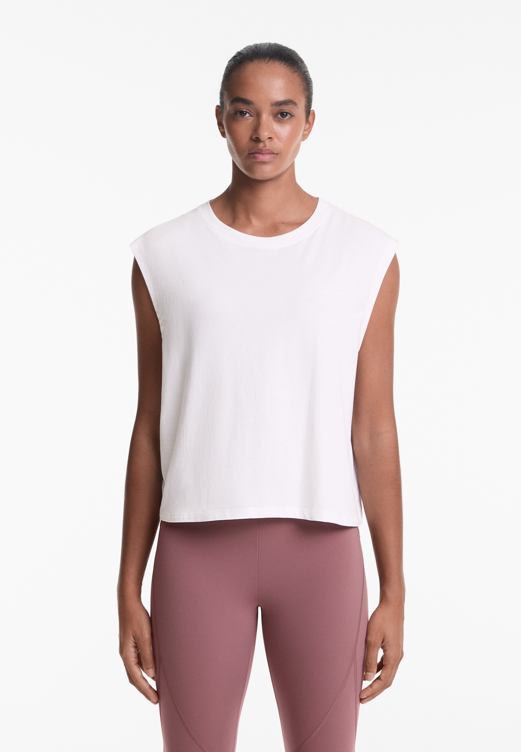 OYSHO MOUWLOOS NAADLOOS - Basic T-shirt - wit