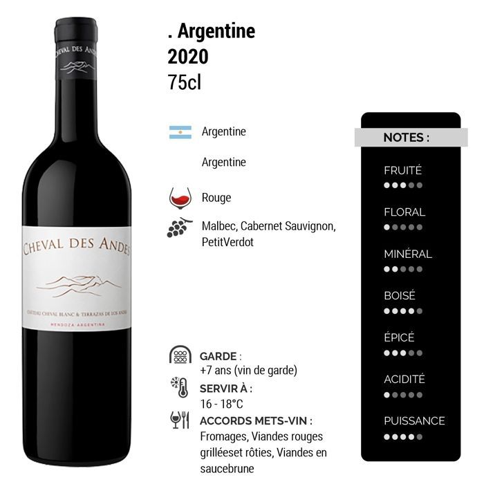 Cheval des Andes Argentine 2020 - Vin Rouge d' Argentine (75cl)