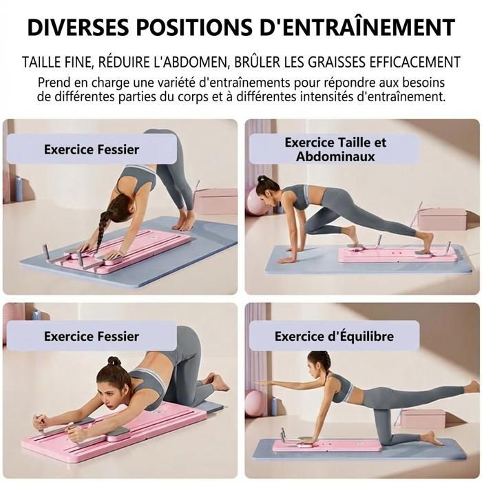 Tabla abdominal multifuncional - Máquina de entrenamiento de core y pilates para fortalecer los músculos - Entrenamiento de core - Rosa