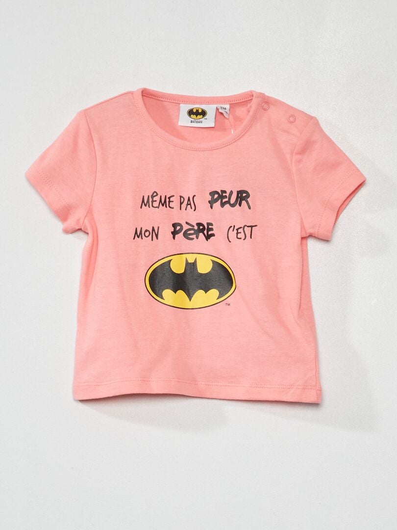 Camiseta de manga curta do Batman - Rosa