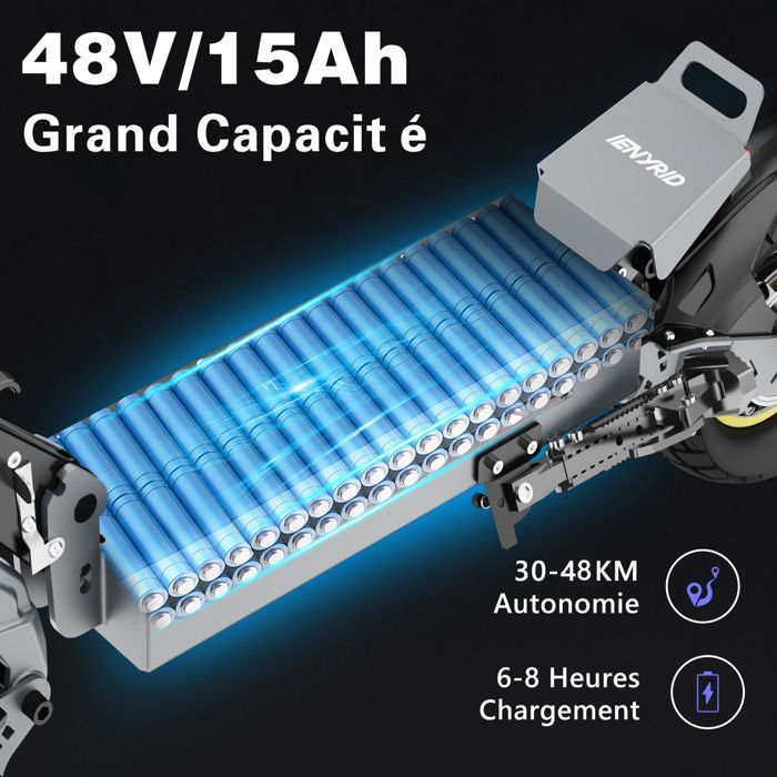 Opvouwbare elektrische scooter, 1200W motor, 15-45 km/u, 48V 15Ah, maximaal draagvermogen 120 kg