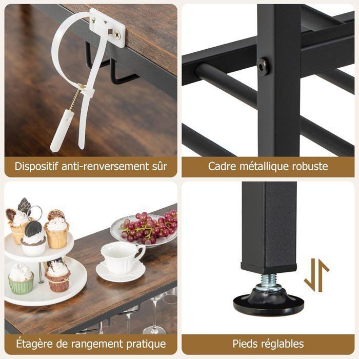 Botellero GOPLUS de 5 niveles con capacidad para 22 botellas, 4 soportes para copas y 3 estantes de almacenamiento, ideal para cocina, despensa, bodega o bar.