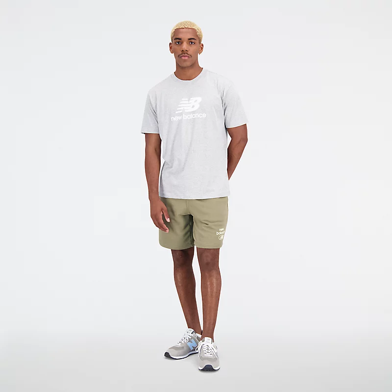 Męska koszulka z krótkim rękawem Essentials Stacked Logo z bawełny - ATHLETIC GRAY