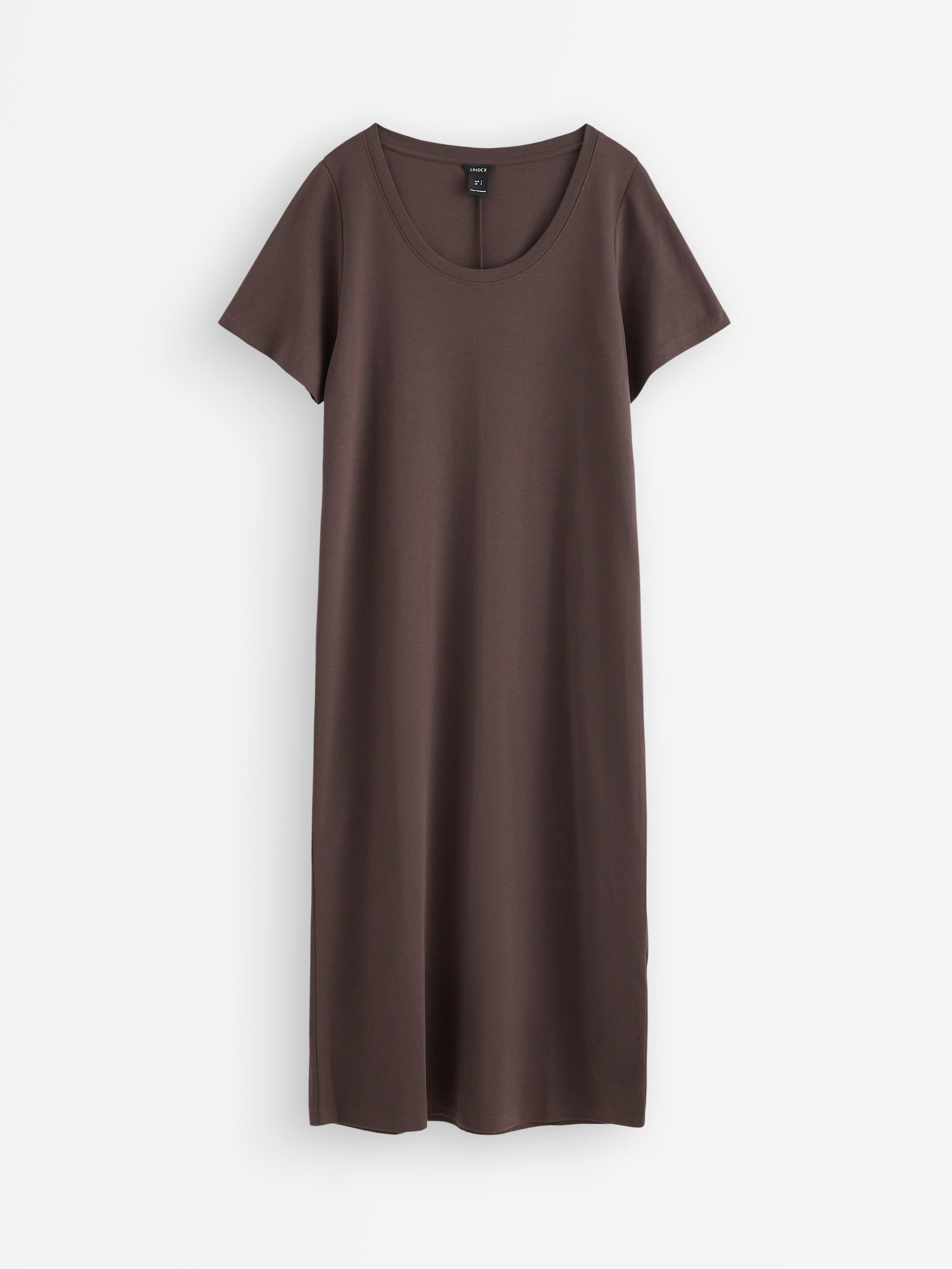 Midiklänning i trikå Dark brown