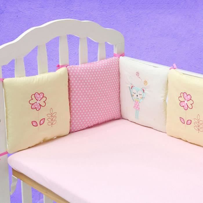 Tour de Lit 6 Pièces Ensemble - Marque - Modèle - Pare-choc Literie Enfant - Rose