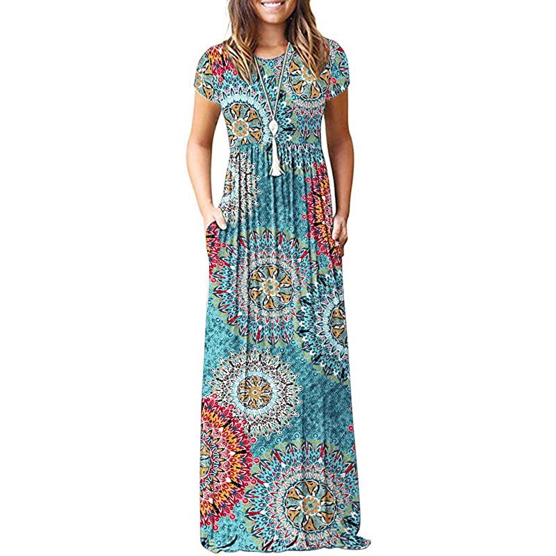 Robes maxi à manches courtes et poches