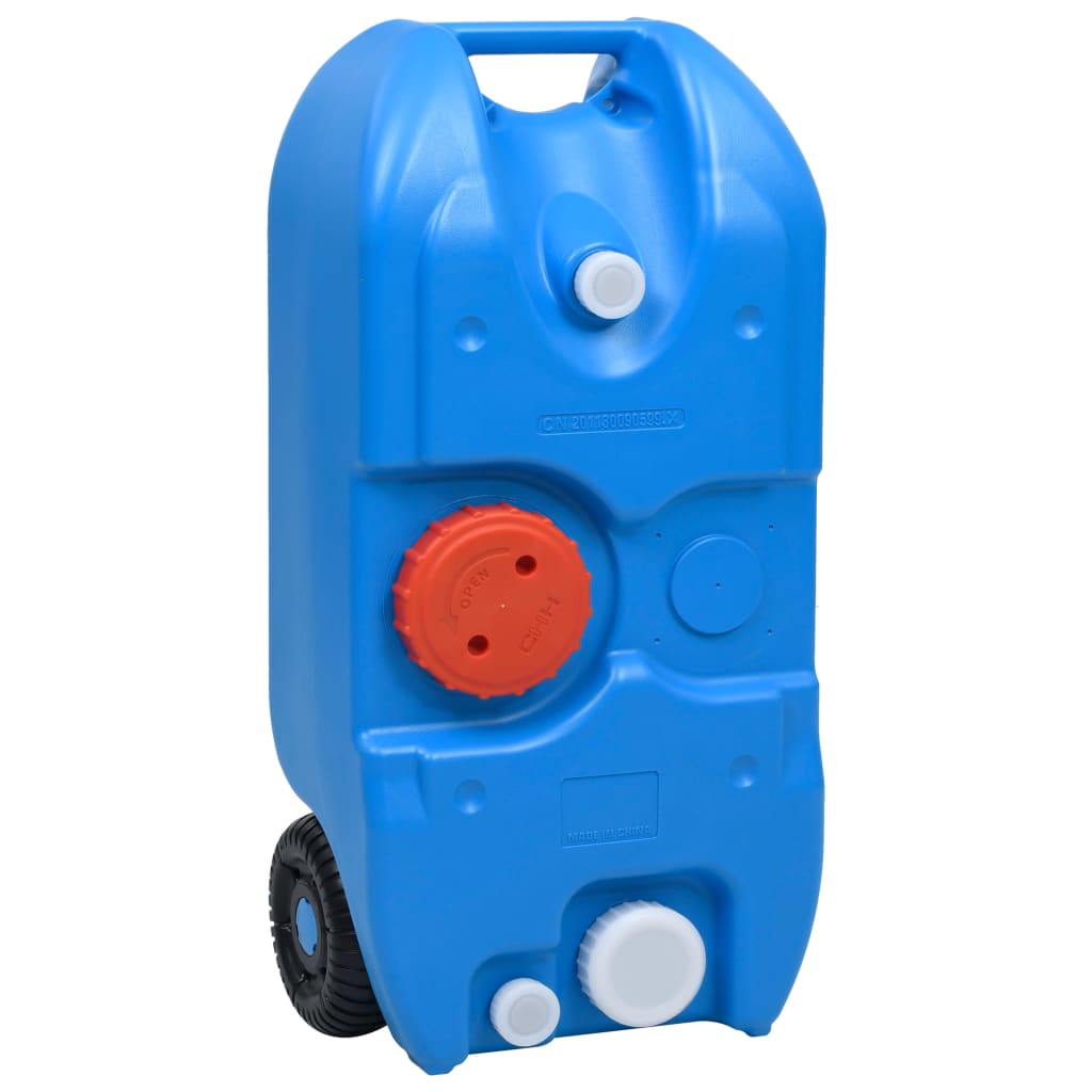Vidaxl Depósito De Agua Con Ruedas Para Camping Azul 40 L
