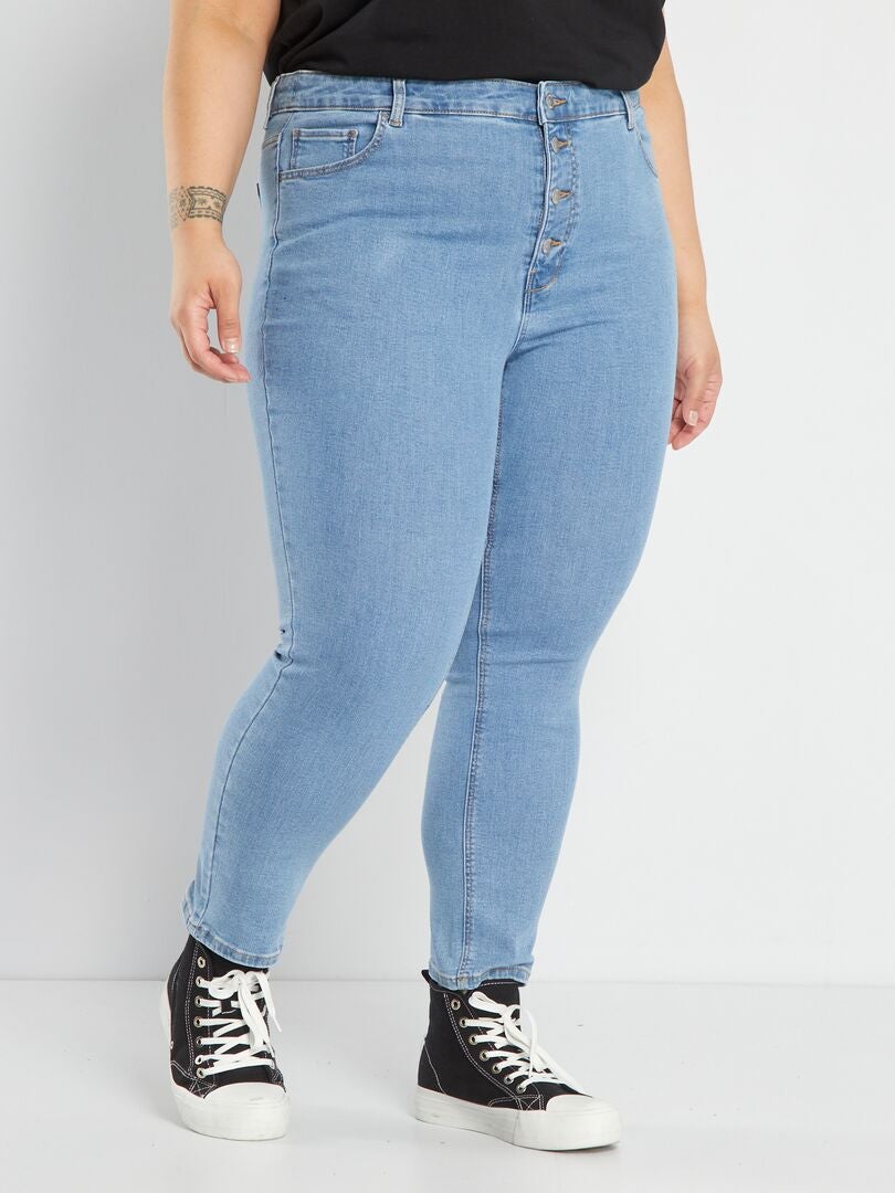 Pantalones vaqueros ajustados de talle alto - azules