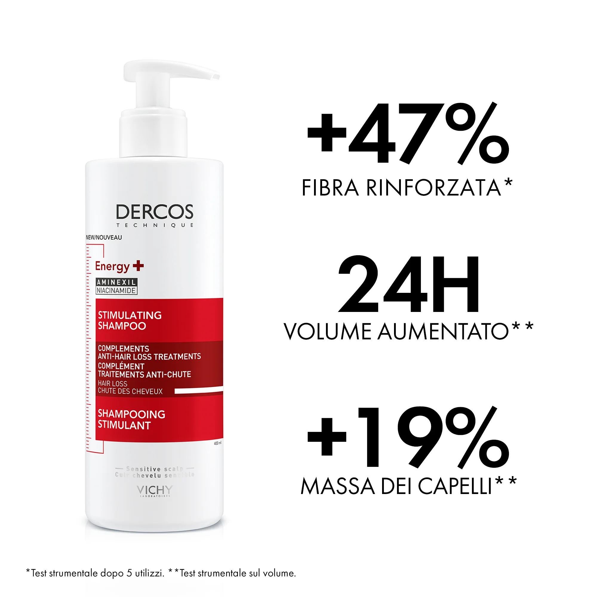 Vichy Dercos Shampoo Energizante 400 ml Combate a queda de cabelo