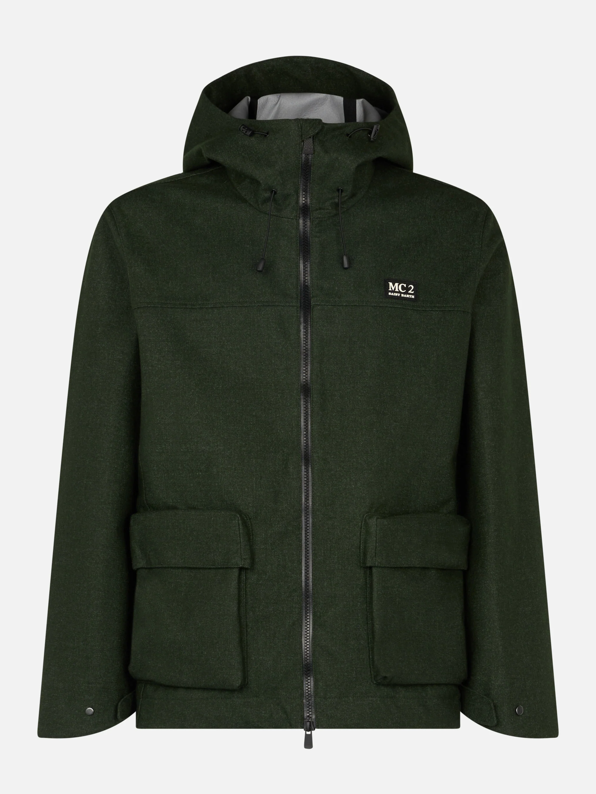 Groene windbreaker met capuchon voor heren