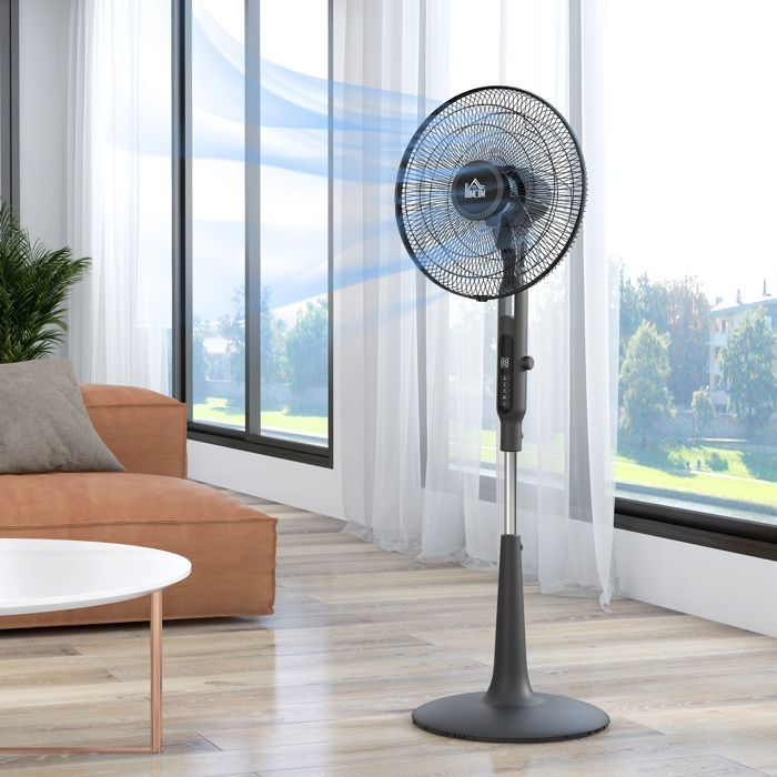 Ventilador de pedestal HOMCOM Ø 42cm 40W 3 modos 28 velocidades, función antimosquitos, altura ajustable, oscilación de 75°, negro