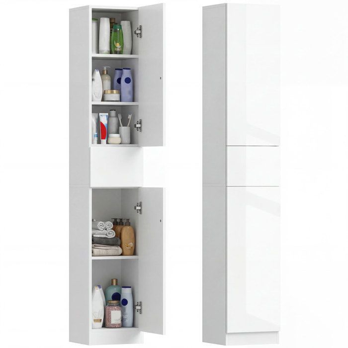kleankin - Meuble colonne rangement salle de bain - Panneaux de particules - 30x28x170cm - Blanc