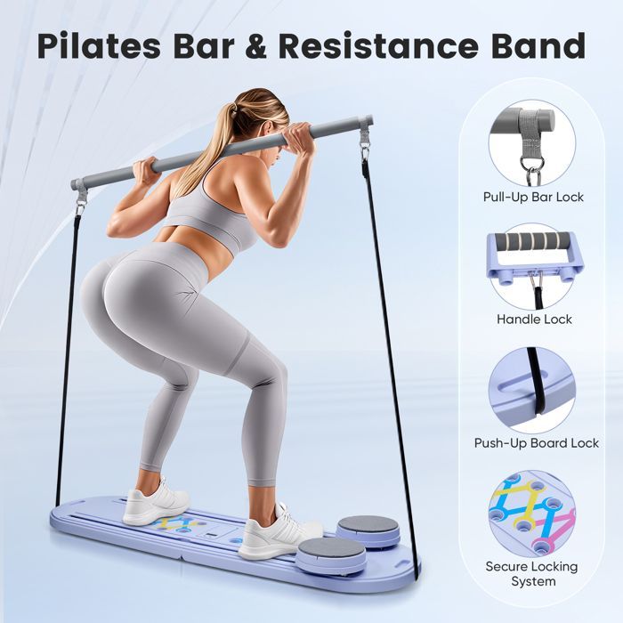 Macchina Pilates Reformer pieghevole 4 in 1, tavola addominale a rimbalzo automatico, attrezzatura per allenamento completo del corpo