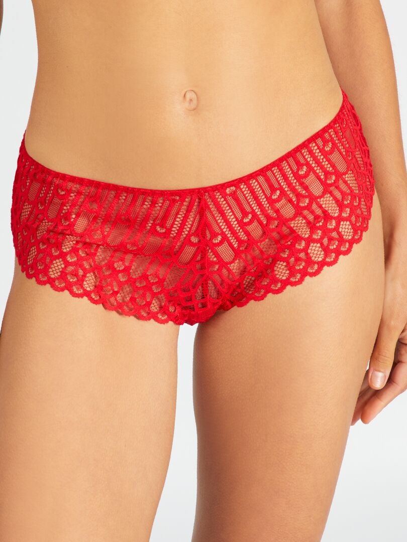 Kanten culottes met juweeldetails - ROOD