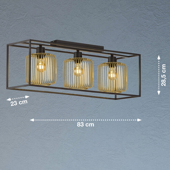 Caydo plafondlamp E27 metaal/goud, 3 lampen