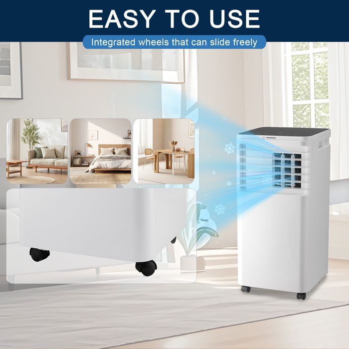 Aire acondicionado portátil silencioso 3 en 1, deshumidificador, 7000 BTU, ventilador y aire acondicionado con control remoto.