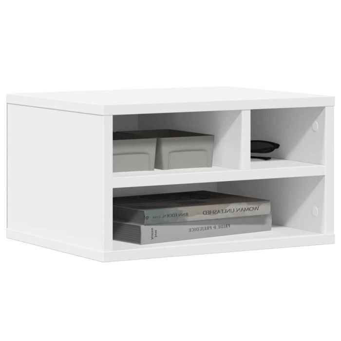 Soporte blanco para impresora de madera de ingeniería, 40x32x22,5 cm.