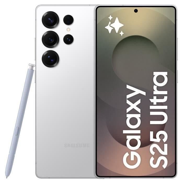 Smartphone SAMSUNG Galaxy S25 Ultra AI de 256 GB, color plata titanio.
