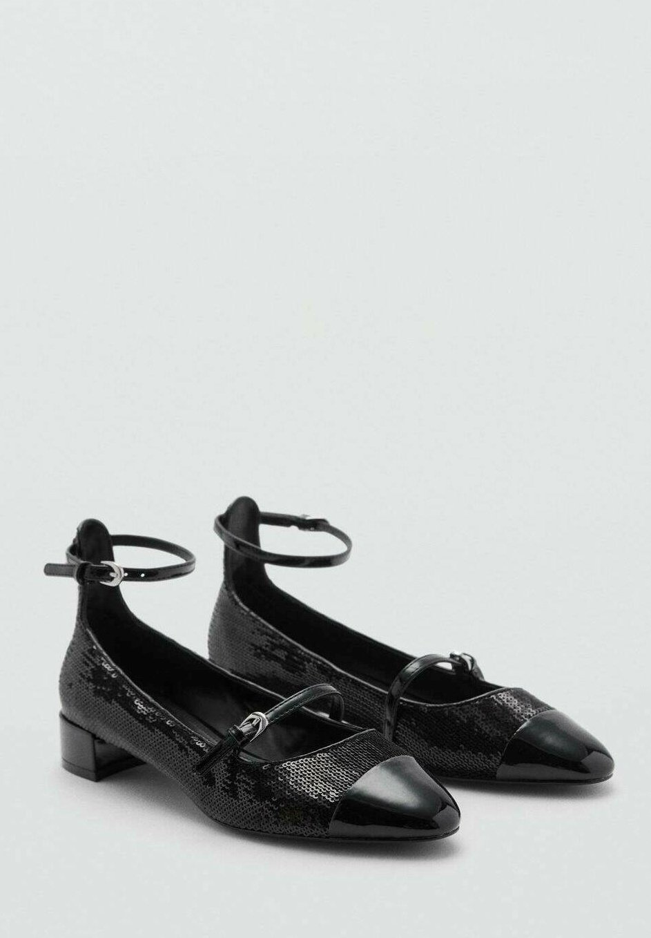 Mango Ballerinas mit Knöchelriemen – schwarz