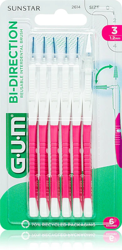 GUM dvikrypčiai tarpdančių šepetėliai
