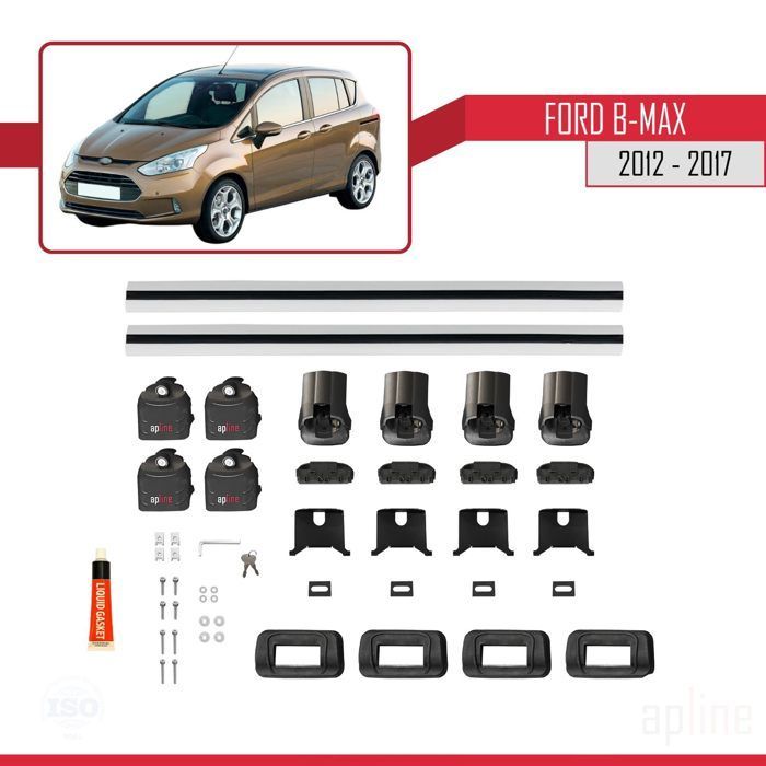 Barras de techo - ACE-3 - Compatible con Ford B-Max 2012-2017 - Aluminio - 2 barras - Carga útil < 300 kg