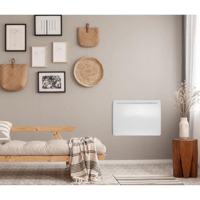 Radiador eléctrico fijo de inercia seca cerámica OCEANIC Rubis de 1000 W - Diseño curvo - Blanco - NF