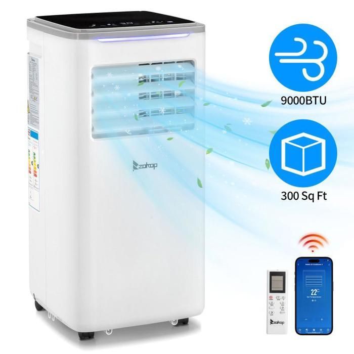 Condizionatore d'aria portatile ALIGHTUP da 10000 BTU - Timer e WiFi - Telecomando