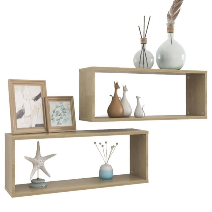vidaXL Kuutiomainen seinähylly 2 kpl Sonoma-tammi 60x15x23 cm lastulevy