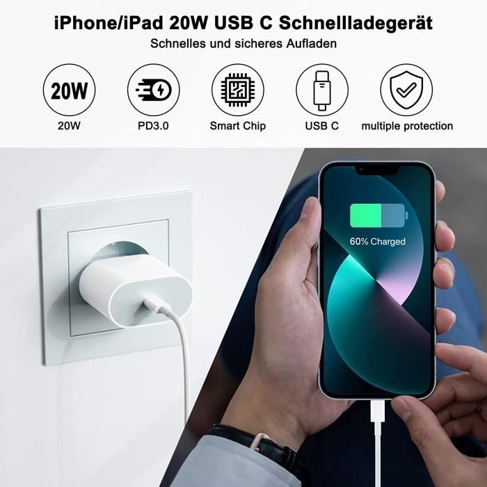 iPhone Fast Charger, 20W USB C Fast iPhone Charger with 1M iPhone Cable, USB C Fast Charger Compatible with iPhone 13 12 [101]