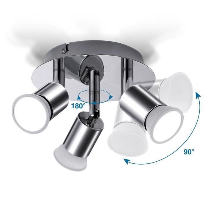 LED 3 spots orientables, plafonnier salle de bain, chrome, GU10 Cuisine moderne plafonnier applique murale (ampoule non incluse)