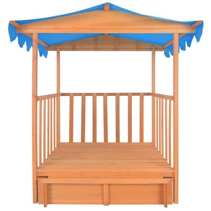 Children's playhouse and sandbox made of blue fir wood with UV50 protective roof - VidaXL