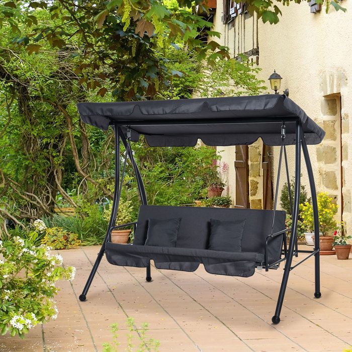 Outsunny metalen tuinschommel 200x125x170cm donkergrijs