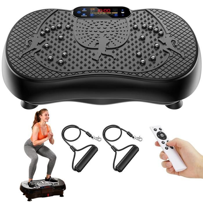 Plataforma vibratoria para fitness - 180 niveles de vibración - 5 programas - Control remoto - con motor silencioso + Bluetooth - LED
