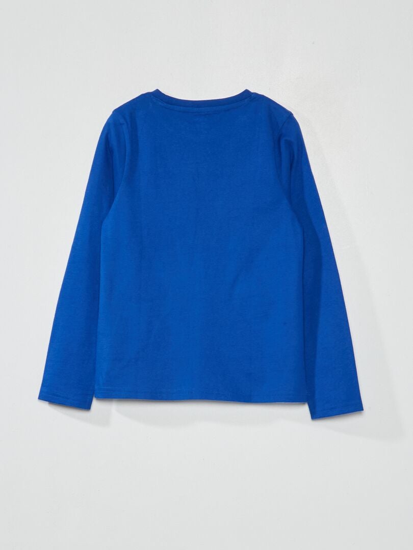 Camiseta de manga comprida com blocos de cores - AZUL