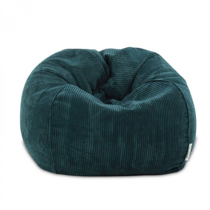 Silla tipo puf de pana verde oscuro