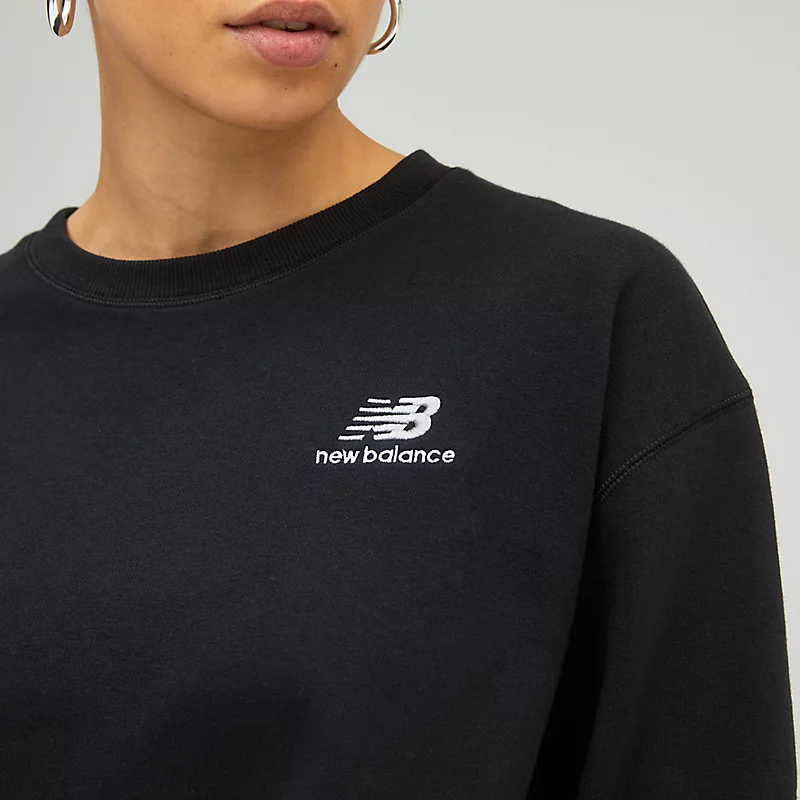 Unisex-Sweatshirt mit Rundhalsausschnitt aus French Terry – Schwarz