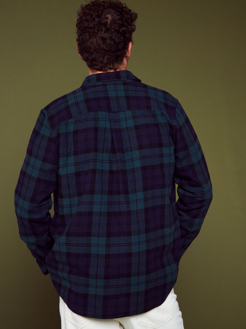Camisa de flanela de corte reto - VERDE