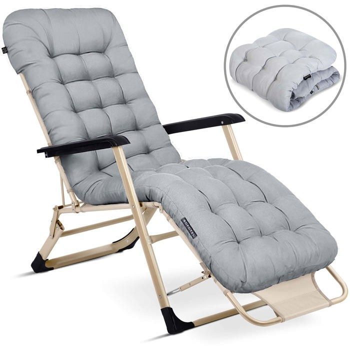 Tumbona plegable de jardín - Sofotel - Cojín ChillWell - Gris claro - Ajustable - Resistente a la intemperie