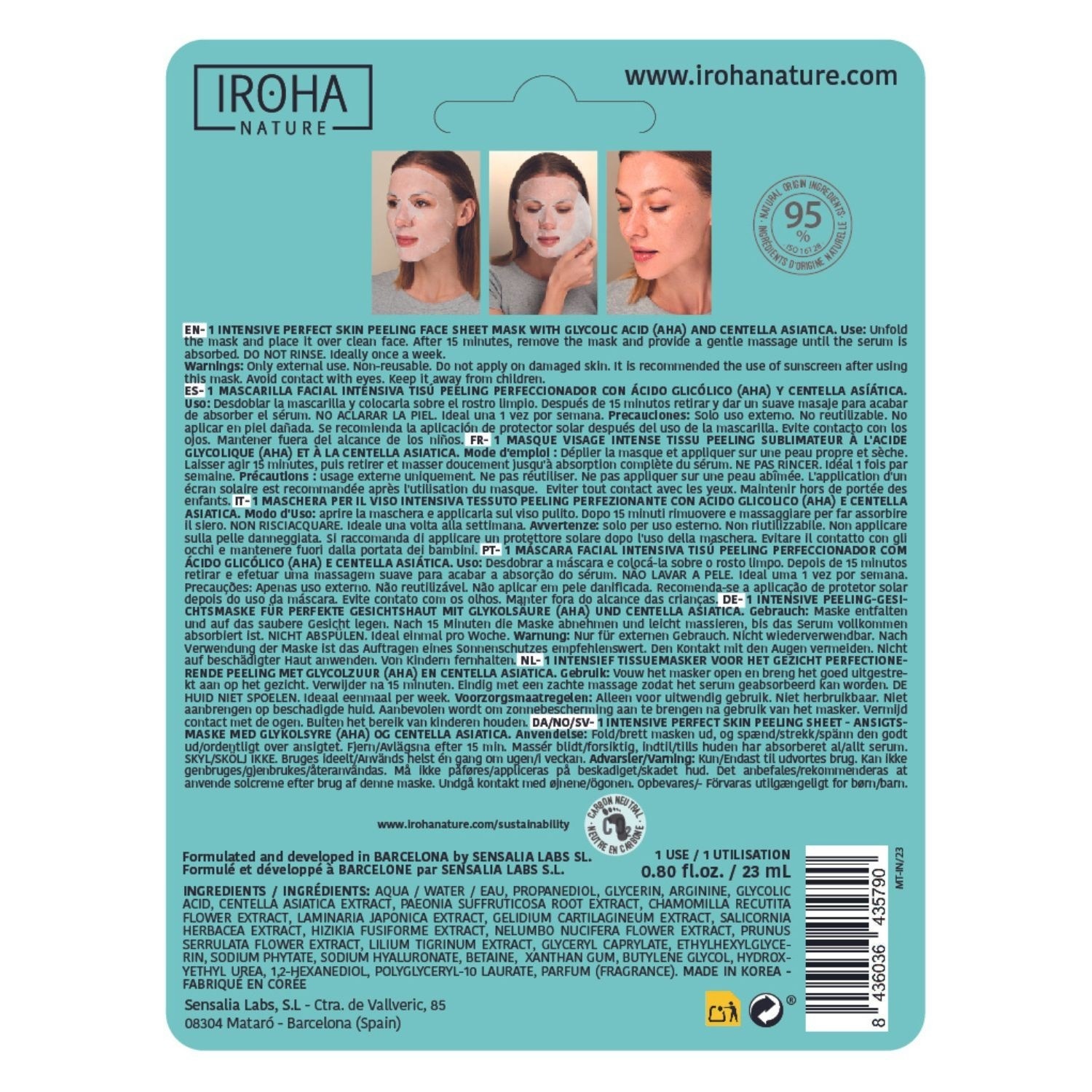 Iroha IROHA - MASQUE TISSU VISAGE ACIDE GLYCOLIQUE ILLUMINATEUR PEELING