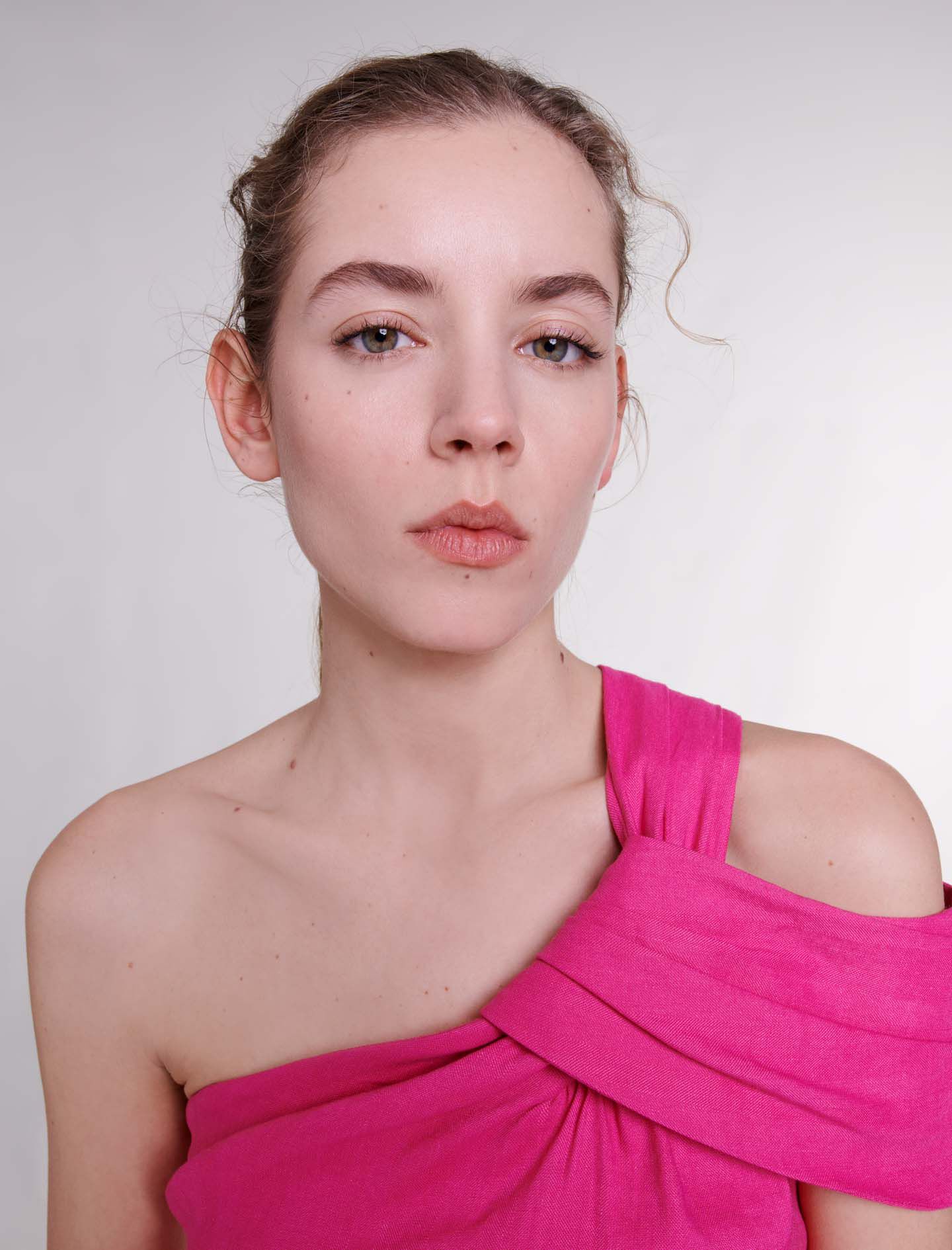 Rochie asimetrică din in - Roz