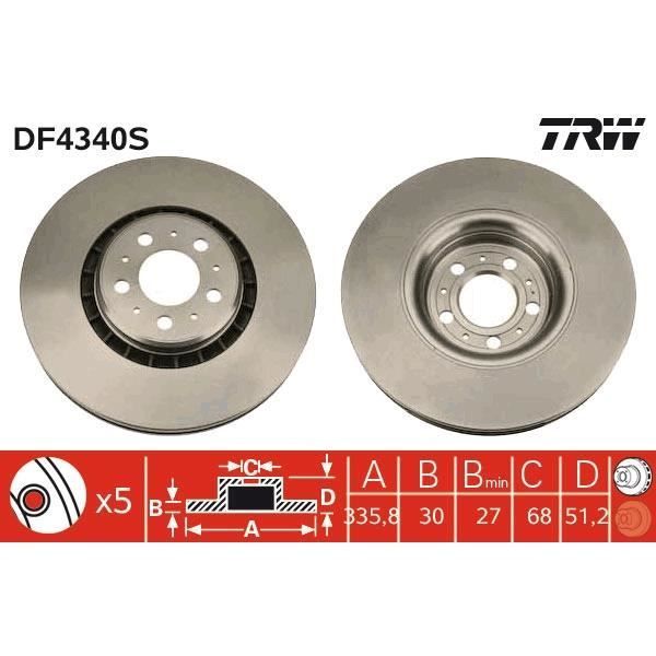 Conjunto de 2 discos de freio TRW DF4340S
