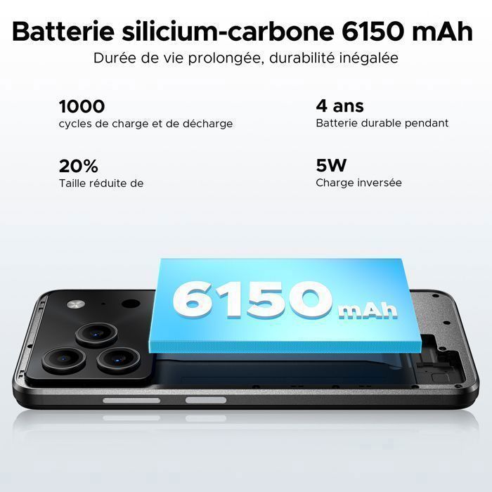 DOOGEE Note56 Android 16 Smartphone Pas Cher, 6150mAh Teléfono Portátil 6.56